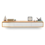 Scandinavian Solid Wood Floating TV Stand with Drawers