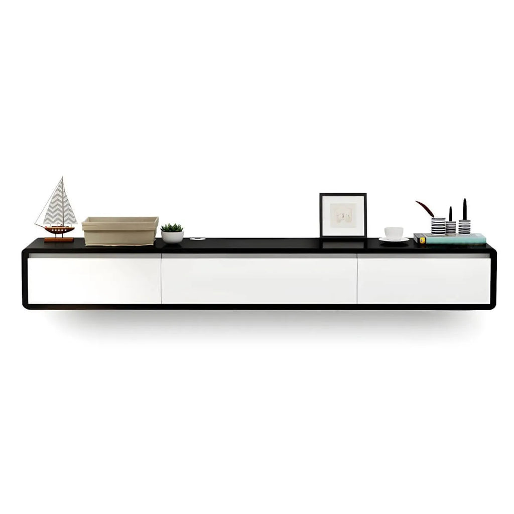 Scandinavian Solid Wood Floating TV Stand with Drawers