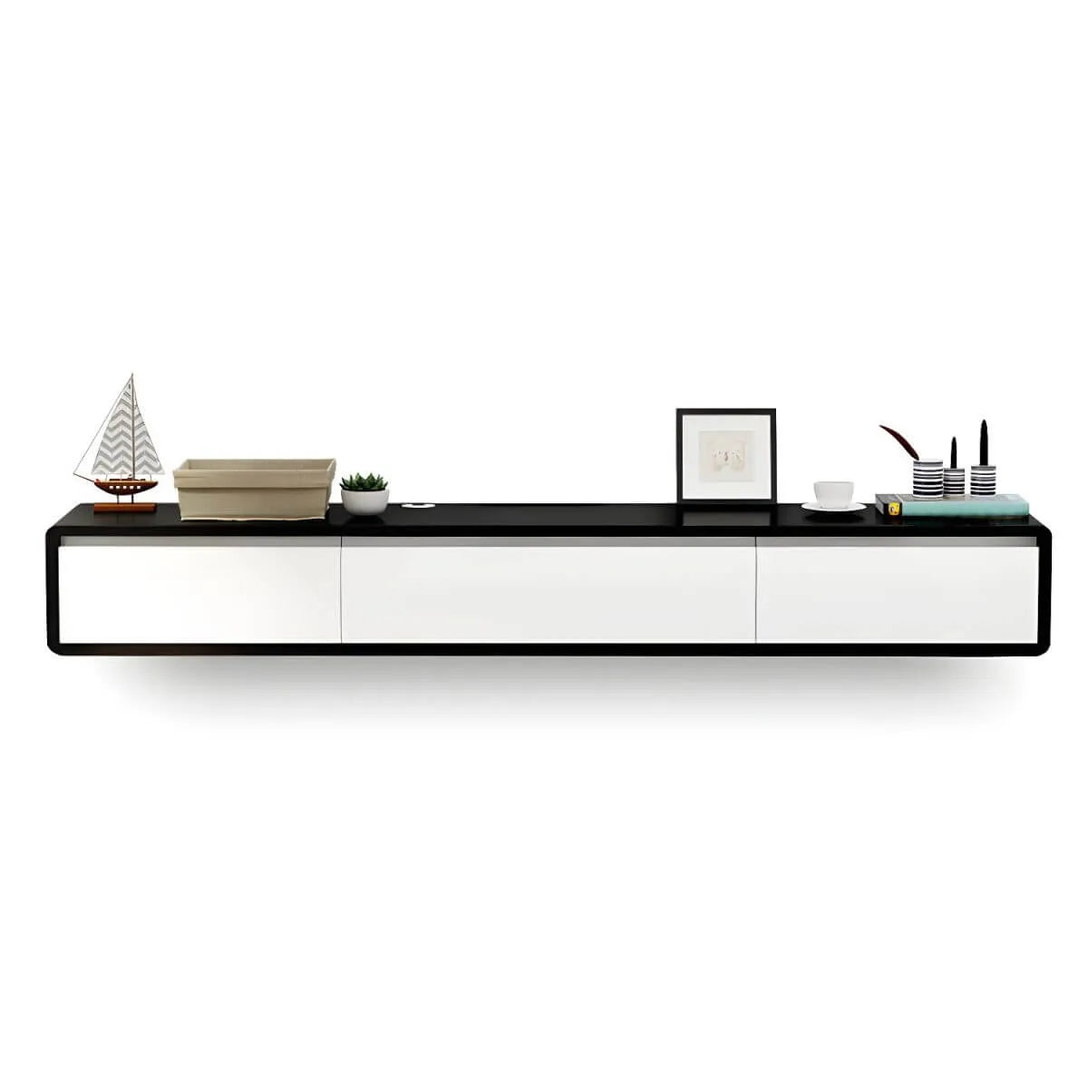 Scandinavian Solid Wood Floating TV Stand with Drawers