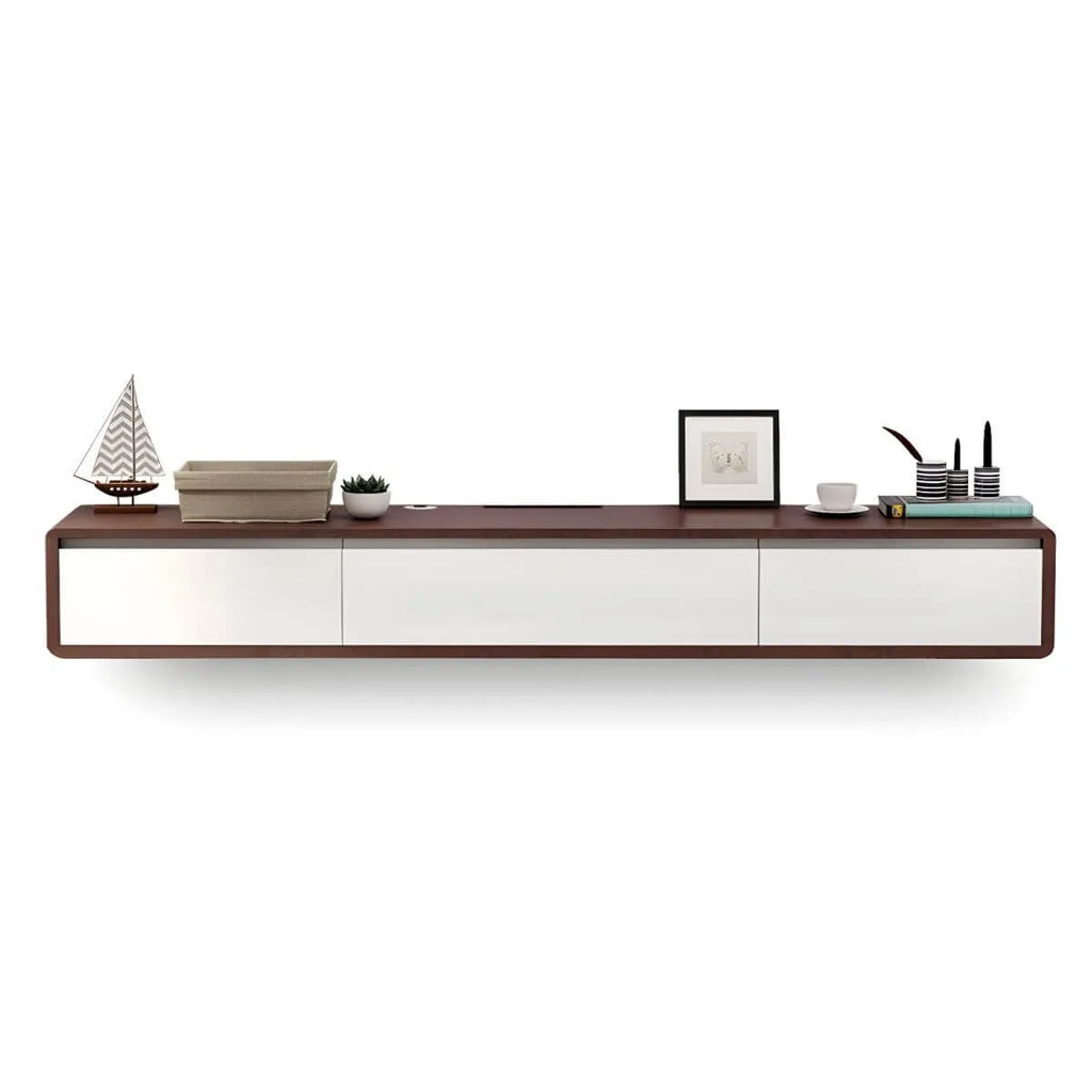 Scandinavian Solid Wood Floating TV Stand with Drawers