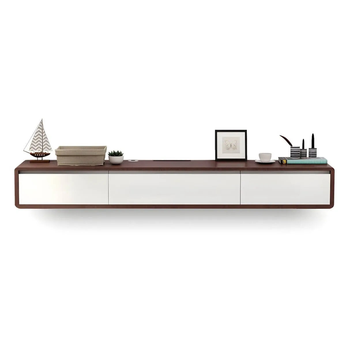 Scandinavian Solid Wood Floating TV Stand with Drawers