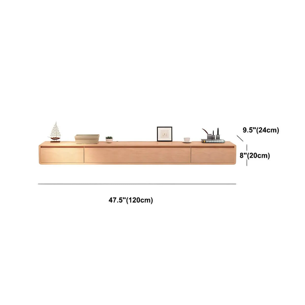 Scandinavian Solid Wood Floating TV Stand with Drawers Dimensions
