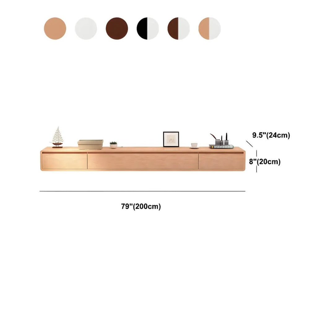 Scandinavian Solid Wood Floating TV Stand with Drawers Dimensions