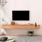 Scandinavian Solid Wood Floating TV Stand with Drawers Main Product Image