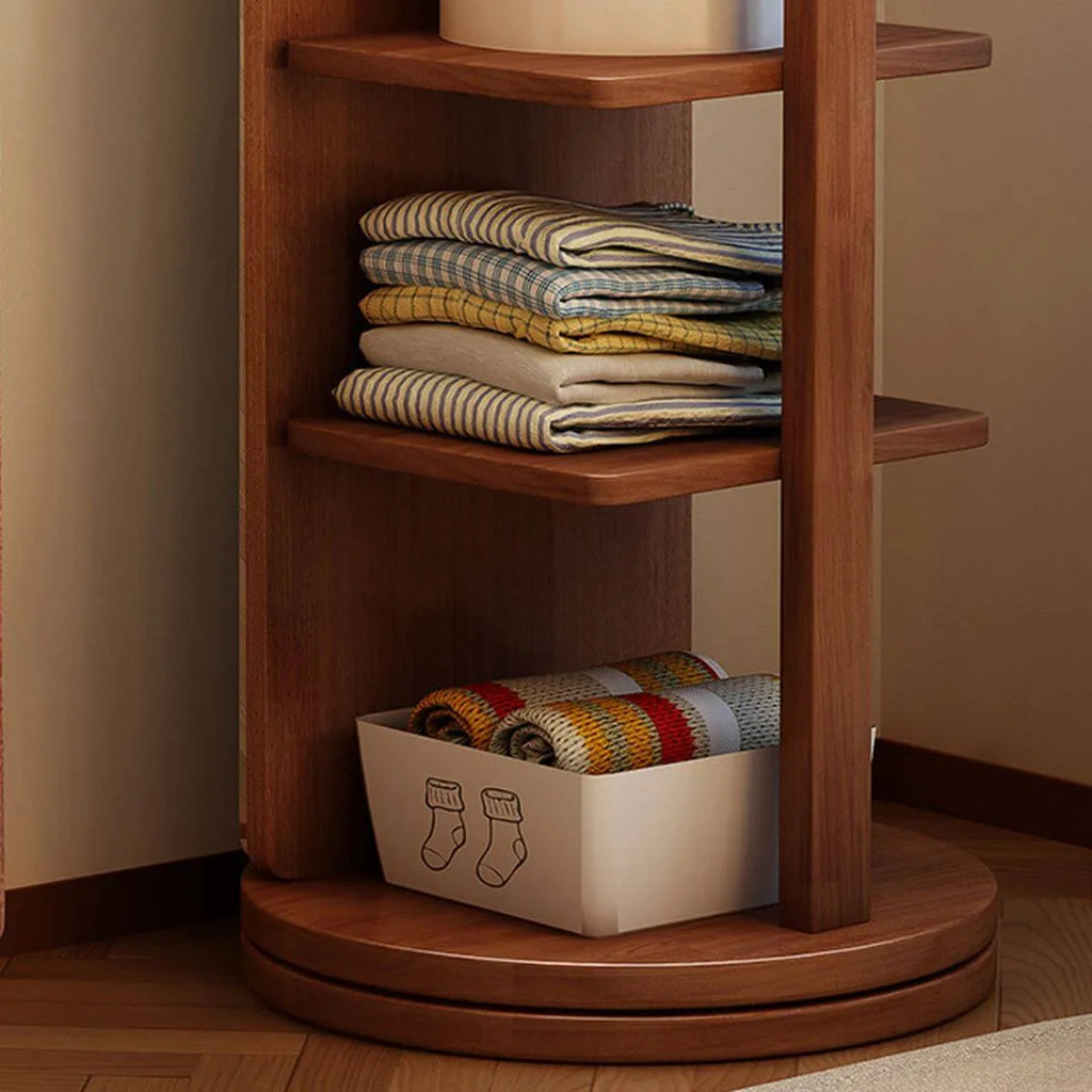 Scandinavian Solid Wood Hall Tree with Mirror & Open Storage