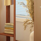 Scandinavian Solid Wood Hall Tree with Mirror & Open Storage
