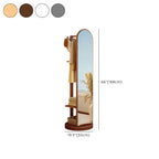 Scandinavian Solid Wood Hall Tree with Mirror & Open Storage Dimensions