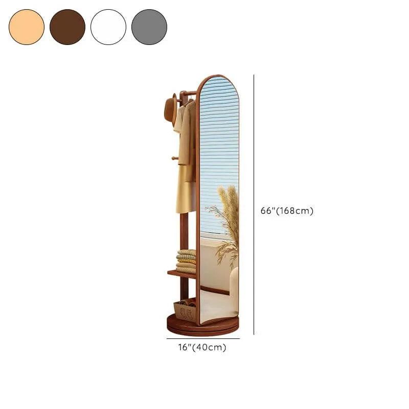 Scandinavian Solid Wood Hall Tree with Mirror & Open Storage Dimensions