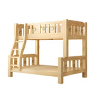 Scandinavian Solid Wood Kids Bunk Bed with Hand-Drawn Stars & Guardrails