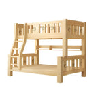 Scandinavian Solid Wood Kids Bunk Bed with Hand-Drawn Stars & Guardrails