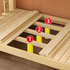 Scandinavian Solid Wood Kids Bunk Bed with Hand-Drawn Stars & Guardrails