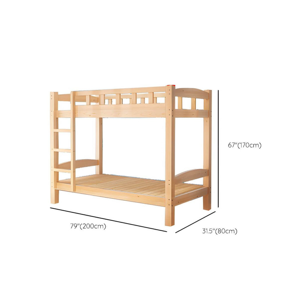 Scandinavian Solid Wood Kids Bunk Bed with Hand-Drawn Stars & Guardrails Dimensions