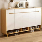 Scandinavian Solid Wood Shoe Cabinet with Drawers and Doors
