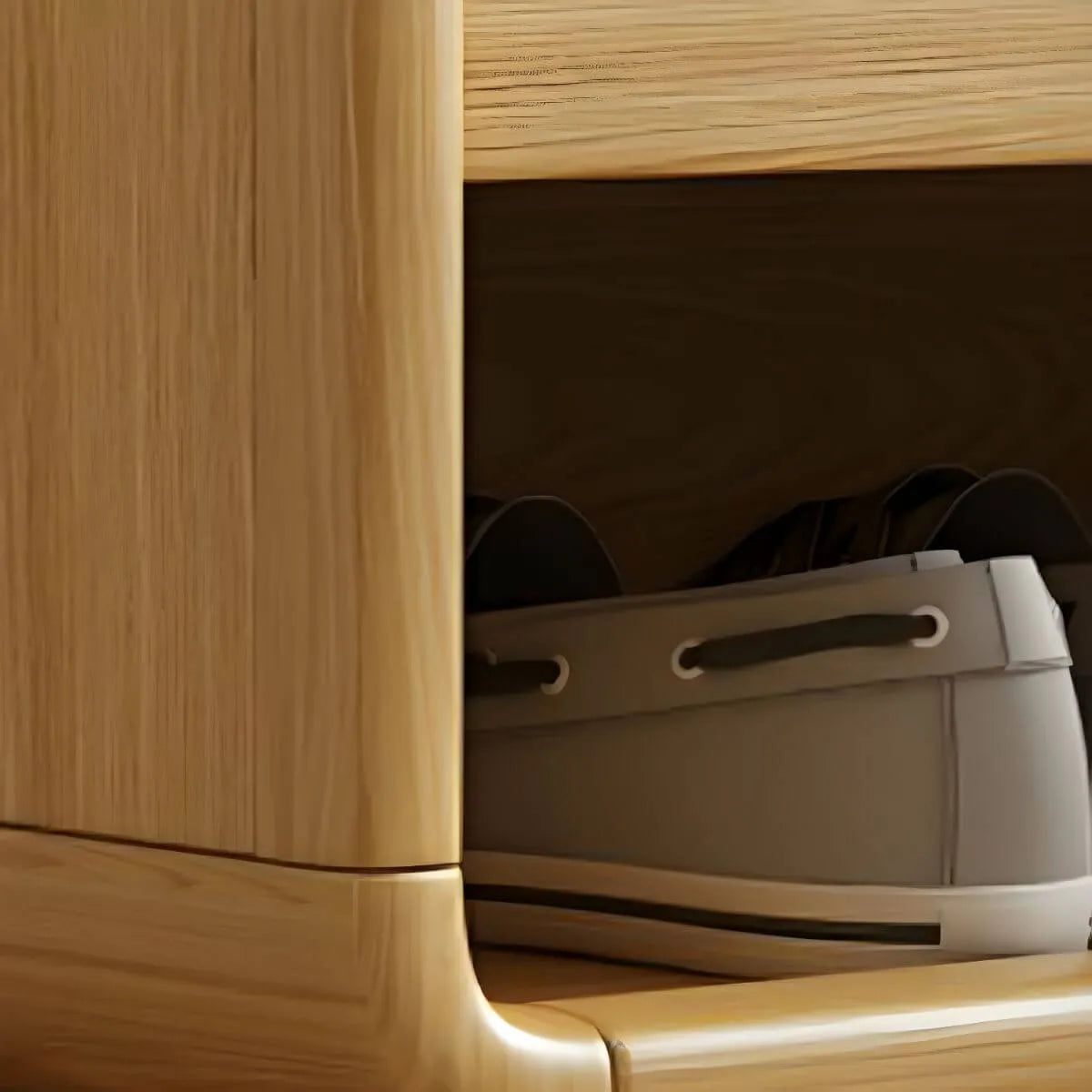 Scandinavian Solid Wood Shoe Cabinet with Drawers and Doors