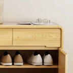 Scandinavian Solid Wood Shoe Cabinet with Drawers and Doors