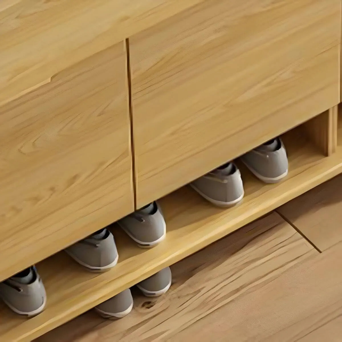 Scandinavian Solid Wood Shoe Cabinet with Drawers and Doors