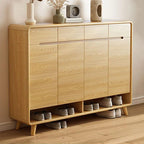 Scandinavian Solid Wood Shoe Cabinet with Drawers and Doors