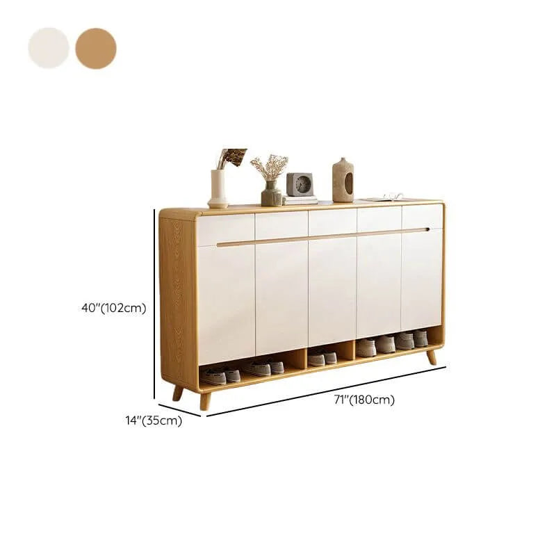 Scandinavian Solid Wood Shoe Cabinet with Drawers and Doors Dimensions
