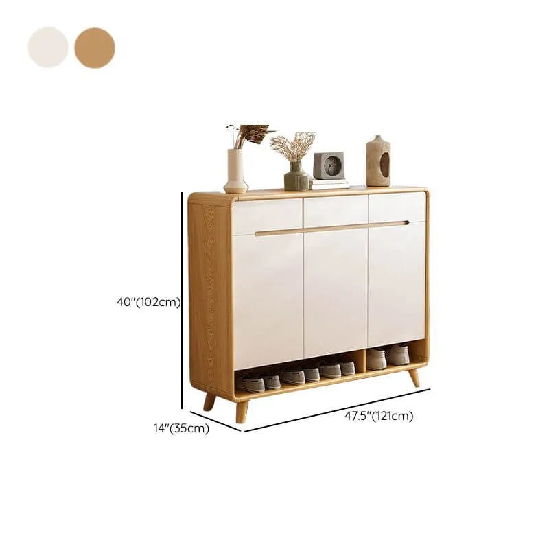 Scandinavian Solid Wood Shoe Cabinet with Drawers and Doors Dimensions
