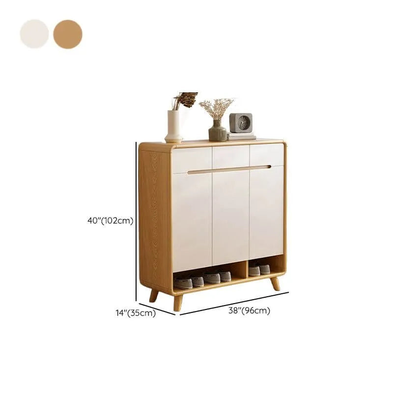 Scandinavian Solid Wood Shoe Cabinet with Drawers and Doors Dimensions
