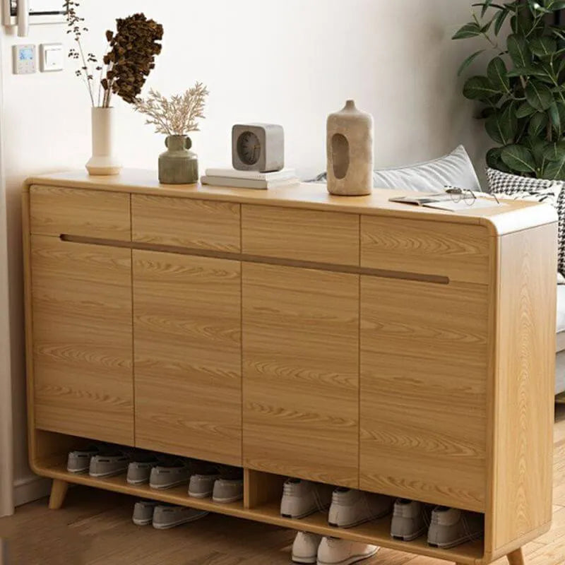 Scandinavian Solid Wood Shoe Cabinet with Drawers and Doors Main Product Image Main image