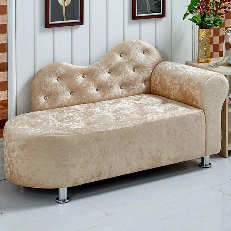 Scandinavian Tufted Velvet Chaise Lounge with Rolled Arm