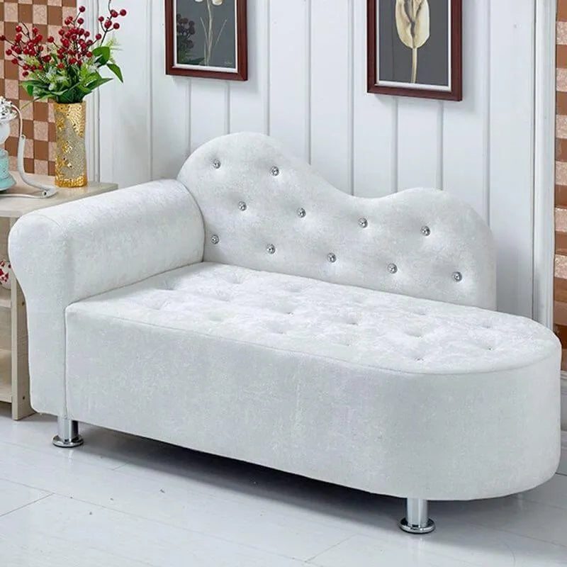 Scandinavian Tufted Velvet Chaise Lounge with Rolled Arm