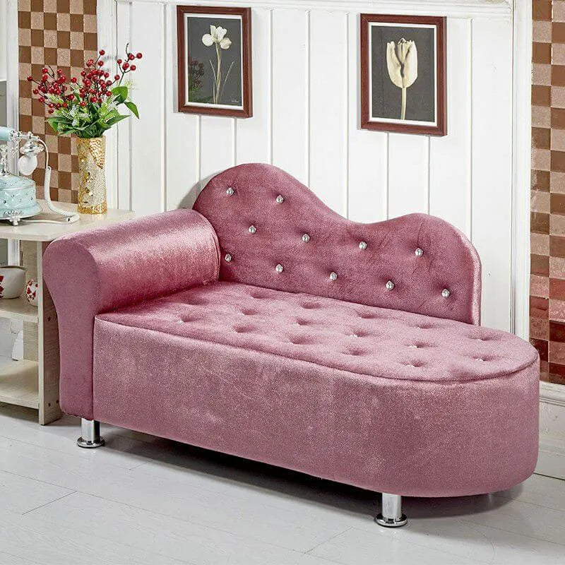 Scandinavian Tufted Velvet Chaise Lounge with Rolled Arm