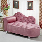 Scandinavian Tufted Velvet Chaise Lounge with Rolled Arm