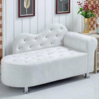 Scandinavian Tufted Velvet Chaise Lounge with Rolled Arm