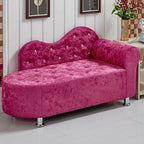 Scandinavian Tufted Velvet Chaise Lounge with Rolled Arm