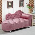 Scandinavian Tufted Velvet Chaise Lounge with Rolled Arm