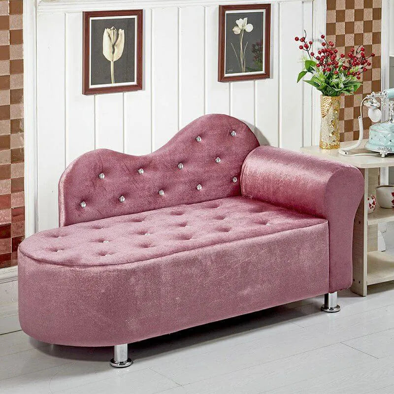 Scandinavian Tufted Velvet Chaise Lounge with Rolled Arm