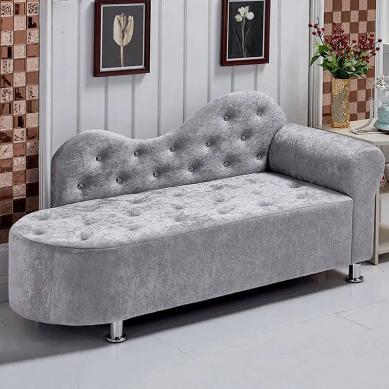 Scandinavian Tufted Velvet Chaise Lounge with Rolled Arm