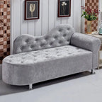 Scandinavian Tufted Velvet Chaise Lounge with Rolled Arm