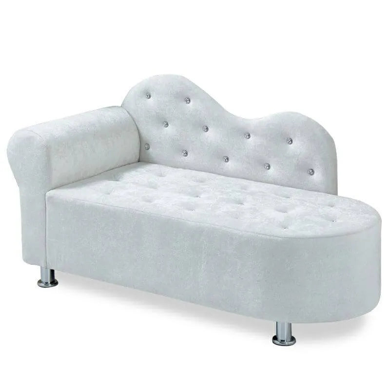 Scandinavian Tufted Velvet Chaise Lounge with Rolled Arm