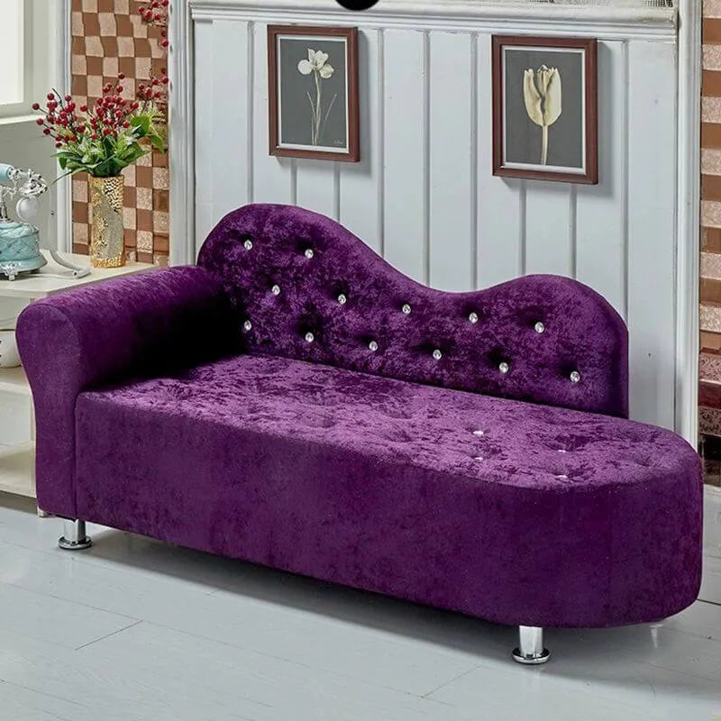 Scandinavian Tufted Velvet Chaise Lounge with Rolled Arm