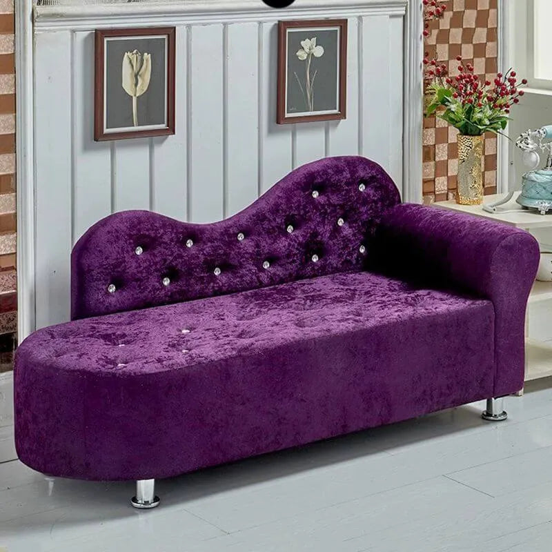 Scandinavian Tufted Velvet Chaise Lounge with Rolled Arm