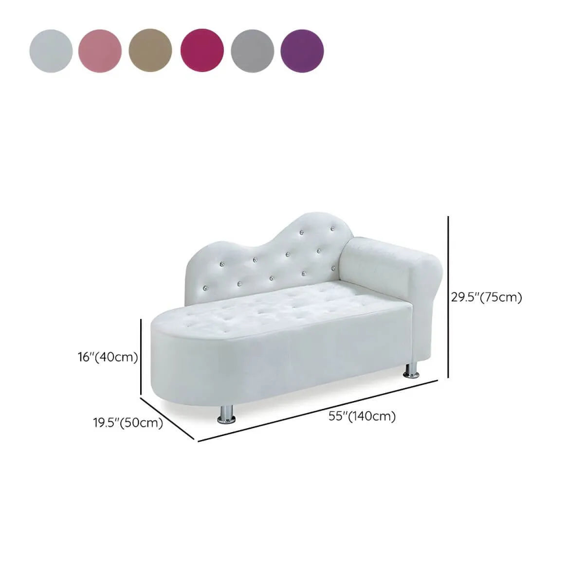 Scandinavian Tufted Velvet Chaise Lounge with Rolled Arm Dimensions