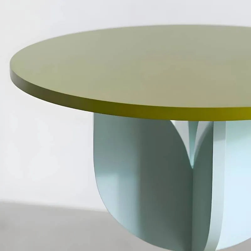Scandinavian Tulip-Shaped Wood and Glass Side Table Set
