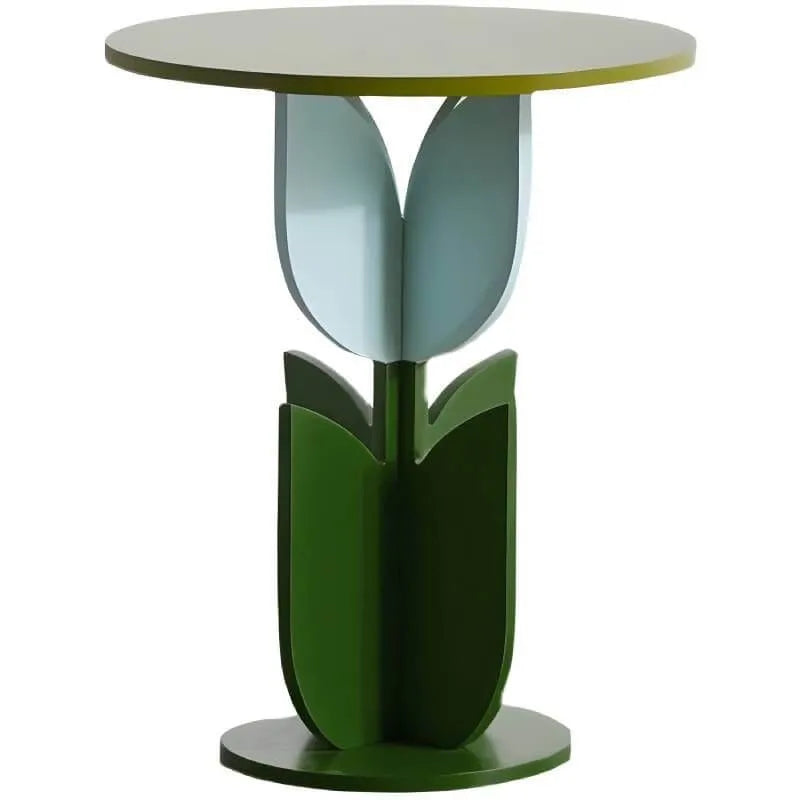 Scandinavian Tulip-Shaped Wood and Glass Side Table Set Secondary image