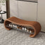 Scandinavian Upholstered Entryway Bench with Dual-Tier Metal Shelf Storage Main Product Image