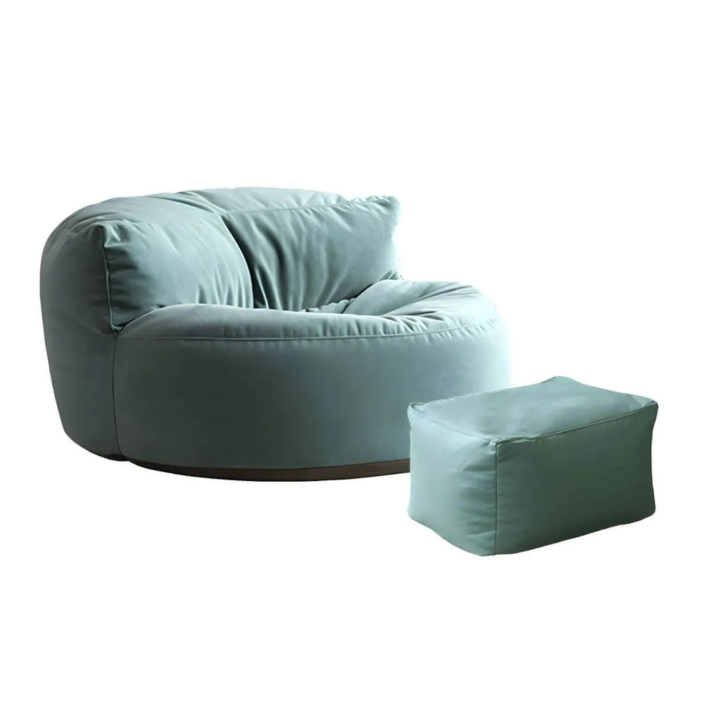 Scandinavian Velvet Slipcovered Armless Accent Chair with Ottoman Option