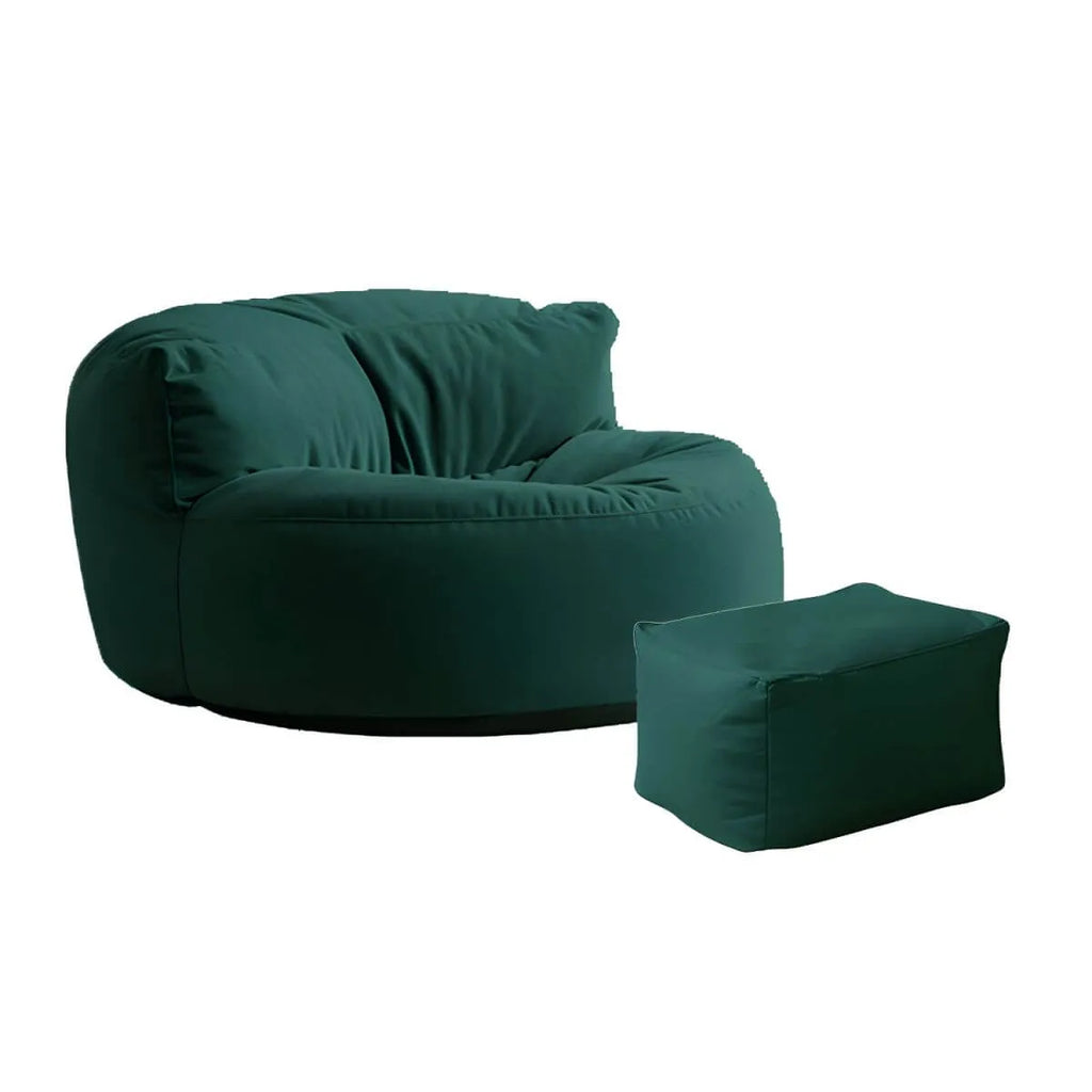 Scandinavian Velvet Slipcovered Armless Accent Chair with Ottoman Option