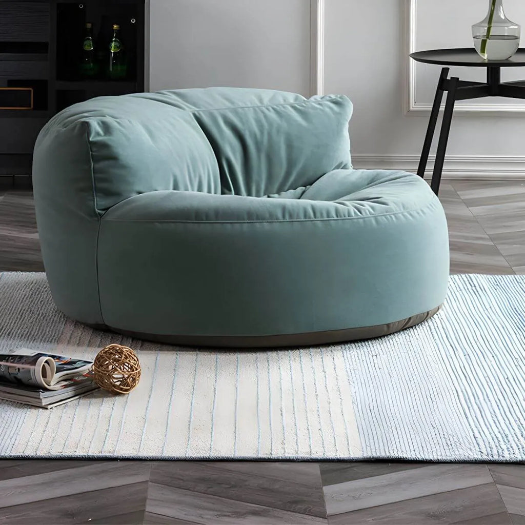 Scandinavian Velvet Slipcovered Armless Accent Chair with Ottoman Option