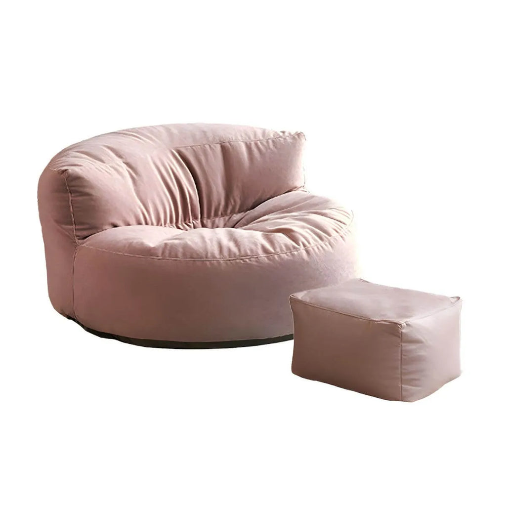 Scandinavian Velvet Slipcovered Armless Accent Chair with Ottoman Option