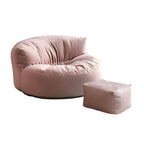Scandinavian Velvet Slipcovered Armless Accent Chair with Ottoman Option
