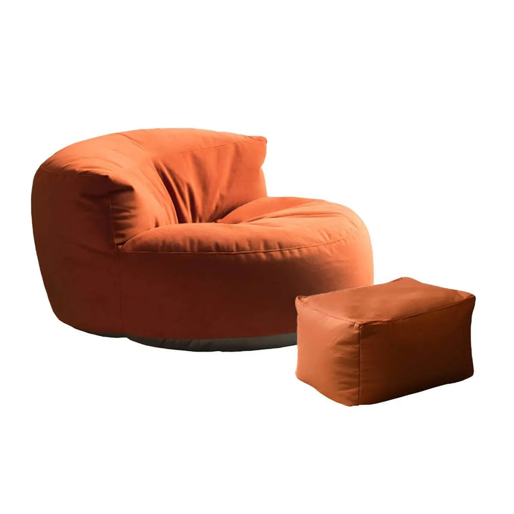 Scandinavian Velvet Slipcovered Armless Accent Chair with Ottoman Option