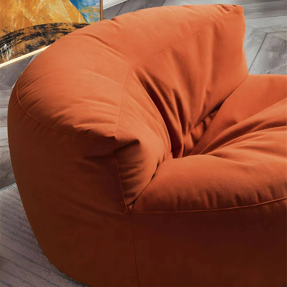 Scandinavian Velvet Slipcovered Armless Accent Chair with Ottoman Option