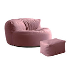 Scandinavian Velvet Slipcovered Armless Accent Chair with Ottoman Option